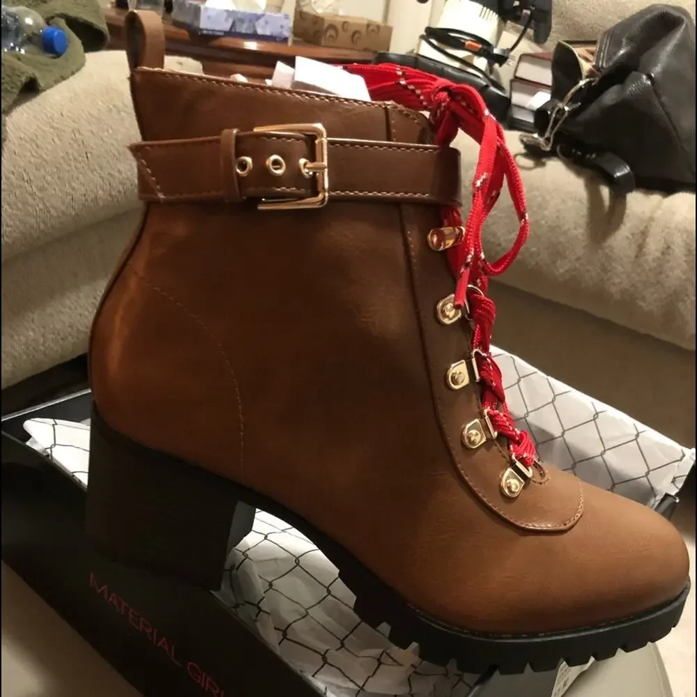 Material Girl Women’s Hillari Leather Booties. New in Box.
